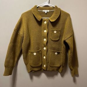 ALEX MILL Parker Work Sweater Jacket in Golden Olive size small
